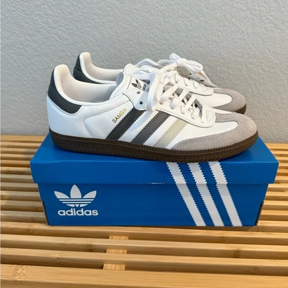 NWT Adidas Samba White and Gray Shoes - Picture 3 of 7